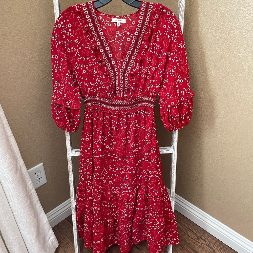 Max Studio Red Midi Dress